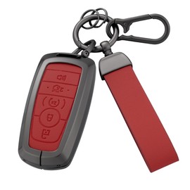 Qunzes Key Fob Cover with Heavy-duty Keychain for Ford Explorer Fusion Ranger Bronco Escape Edge Expedition Mustang F150, Red, Small