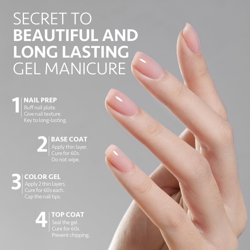 GAOY Gel Top Coat and Peel Off Base Coat Set,