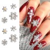 20Pcs Christmas Nail Charms Silver Snowflake Nail Rhinestones for Nails