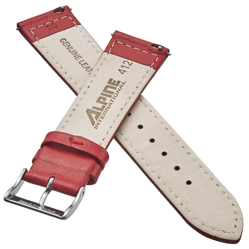 STUNNING SELECTION Alpine flat Stitched Genuine Leather Watch strap with