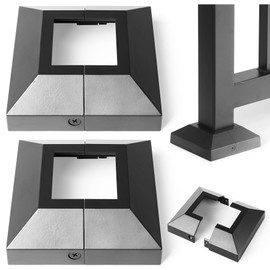 Hulave Split Post Cover, Fits 2x2/4.5x4.5 Base, Indoor/Outdoor Iron Railing, Fence, Stair Post Decorative Skirt Covers (2Pack-Black)