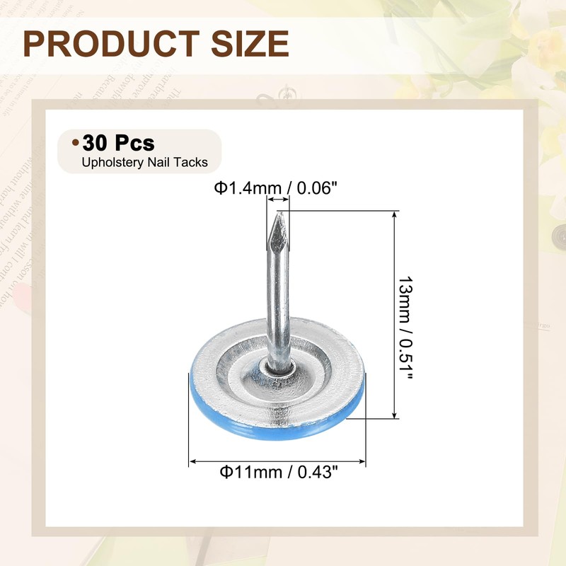 uxcell 30Pcs Push Pins, 11mmx10mm Round Flat Head Decorative Thumb