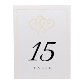 Linked Hearts and Border Table Numbers (Select Color/Quantity), White, Ivory, 1-15, Perfect for a Wedding, Party, Restaurant, or Special Event