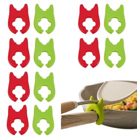 HOBBIESAY 2 Colors 12Pcs Spoon Holder for Pot Silicone Spoon Pot Pan Holder Spatula Bracket Clips Cute Cooking Gadgets