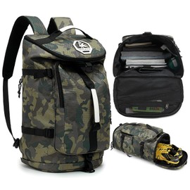 Floral gym duffel bag backpack, fashion wrestling bag,with shoe compartment, 4 kinds of back method waterproof travel sports walking laptop Lightweight (A-Camouflage)
