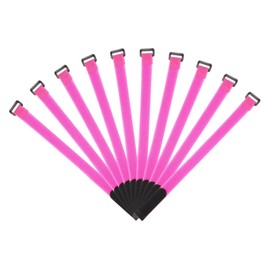 MECCANIXITY Fastening Hook and Loop Cable Tie 13.7 x 0.7 Inch Reusable with Buckle Adjustable Multi-Purpose Wire Strap for Cord Management Pink, Pack of 10