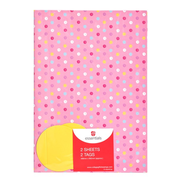 UK Greetings Girlfriend Gift Wrap - Pink Polka Dots Design