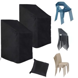 MOZMY Pack of 2 Garden Chairs Covers, Protective Cover, Stacking Chairs, Waterproof, Windproof, Anti-UV, Protective Cover Garden Chairs 420D Oxford Outdoor Cover Garden Chairs 120 x 75 x 75 cm