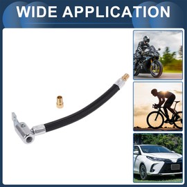 INFINAUTO Tire Inflator Extension Tube 7.09inch M8x0.8 15.5mm OD for Car Motorcycle Bicycle Air Pump Extend Hose Adapter Tire Valve W/Adaptor Nylon Black Durable