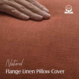 Foindtower Set of 2 Decorative Linen Fringe Throw Pillow Covers Farmhouse Cushion Cover with Tassels Soft Accent Pillowcase for Couch Chair Sofa Bed Living Room Home Decor,24×24 Inch,Fall Rust Orange