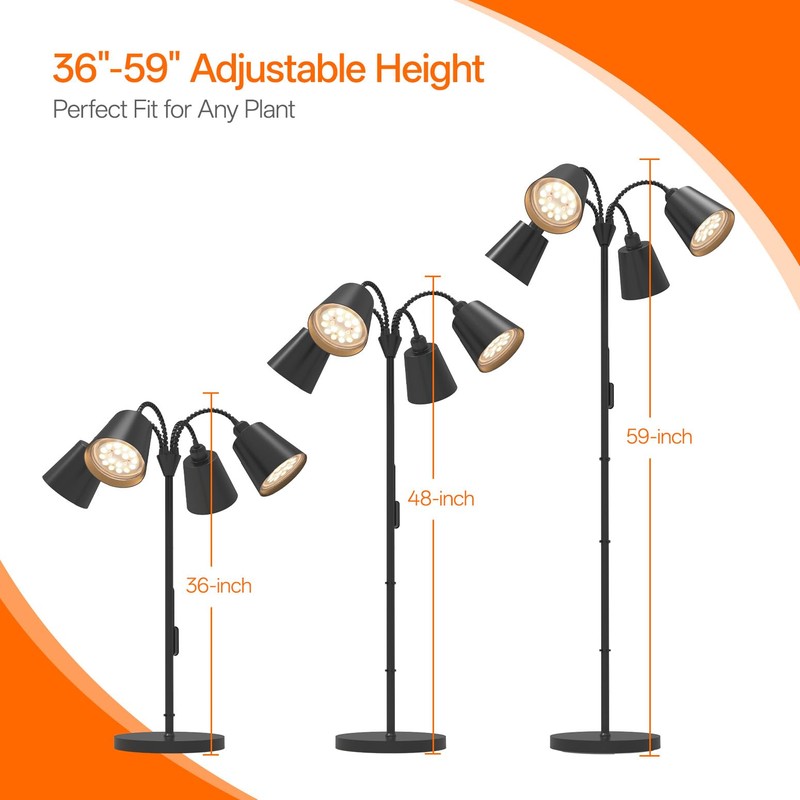 Bstrip 4-Head LED Grow Light with Stand for Indoor Plants,