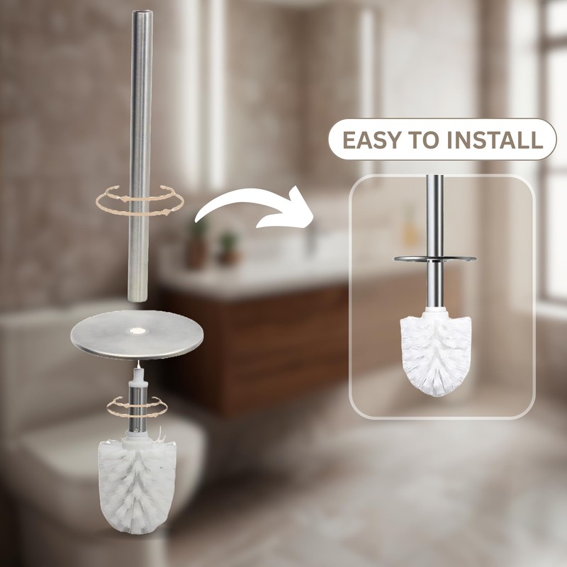 Escenzy Modern Toilet Brush and Holder Set | Natural Shell