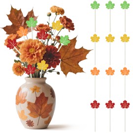 TICIAGA Maple Leaf Wooden Picks - 12PCS Thanksgiving Double-Sided Maple Leaf Decorative Wooden Picks for Home Vase Filler Decor, Fall Foliage Table Centerpieces Ornaments for Thanksgiving Party Decor