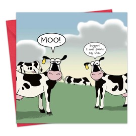 Twizler Funny Card with Jealous Cow - Blank Card - Humour Happy Birthday Card - Fathers Day Card - Mothers Day Card - Teenager Card - Anniversary Card - Congratulations - Get Well Soon