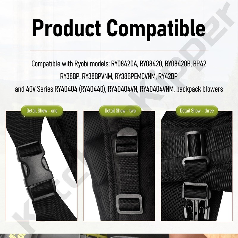 KitchenKipper 901588003 Leaf Blower Vacuum Straps Compatible with Ryobi RY40404VNM