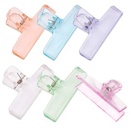 6 Packs Clear Chip Clips Bag Clips Food Clips, Transparent Seal Clips Cute for Food Packages Snack Bag, Acrylic Air Tight Sealing Kitchen Storage Clips, 6 Colors