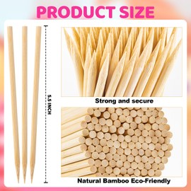 Bamboo Candy Apple Sticks, 200Pcs Semi Pointed Candy Caramel Lollipop Sticks, Natural Wooden Cotton Sticks for Candies, Chocolates Cookies Party Favor