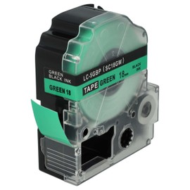 vhbw Label Tape Cassette Compatible with Epson LabelWorks LW-1000P, LW-600P, LW-700, LW-900P, LW-500, LW-400 Label Printer 18mm Black on Green