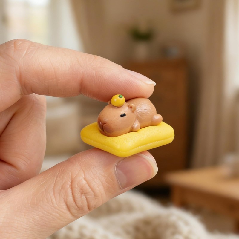 Capybara Figures in a Tin, Mini Capybara Figurine with “Open
