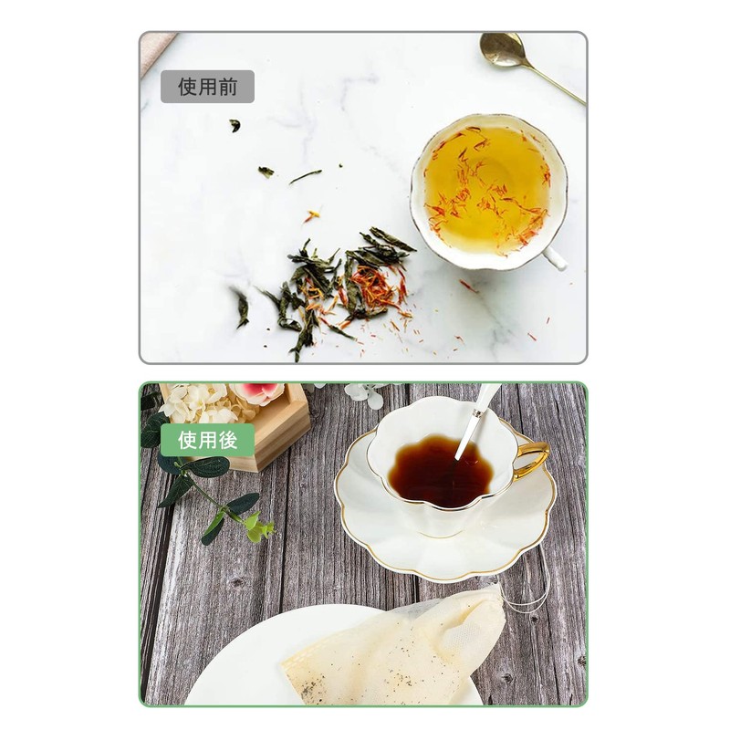YFFSFDC Disposable Empty Bags with Drawstring Non Woven Unbleached Tea