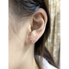 Crystal Love Heart Cute Pig Sterling Silver Studs Earrings for Women Sensitive Ears Tiny Animal Pet Lucky Post 14K Rose Gold