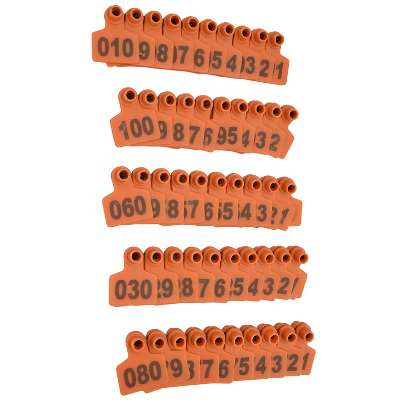 100Pcs TPU Pig Cow Ear Tag with Number 001‑100 Ear
