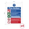 Ancable 4Pcs Fire Action Notice Vinyl Signs - Fire Evacuation
