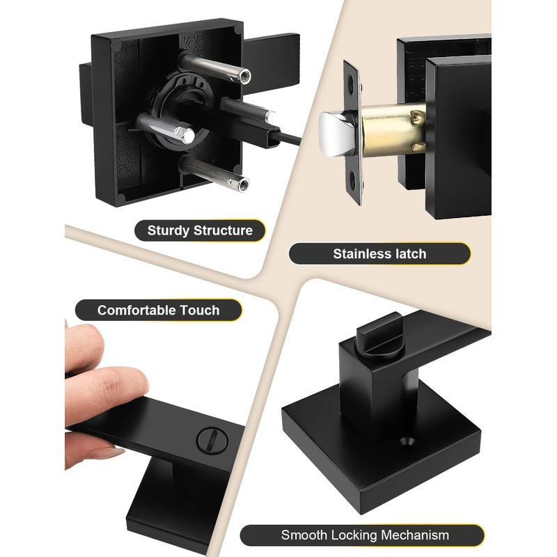Tinewa 1 Pack Matte Black Door Handle Interior Privacy Door