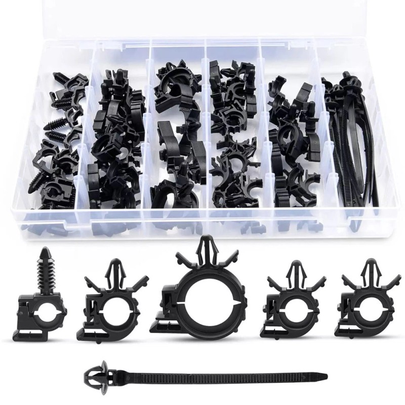 60pcs Universal Automotive Wire Loom Clips Kit Engine Bay Harness