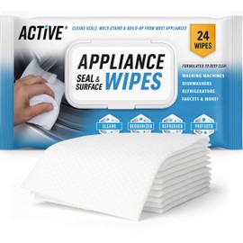 ACTIVE Home Appliance Surface Cleaner Wipes Heavy Duty Wipe for Cleaning Washing Machine, Dryer Stainless Steel Refrigerator, Glass Cooktop, Microwave, Dishwasher, Counter, Tile - 24 Large Wipes