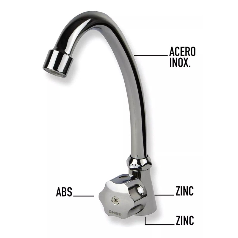 CNX Llave Con Cuello Rígido Para Fregadero Cromado Llave De