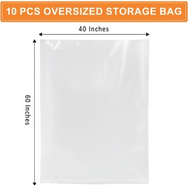 Sertay Pack of 10 Extra Large Storage Bags, Reusable Moving Bags, Clear Plastic Bags, Large, Suitable for Storing Clothes, Bedding, Garden Furniture