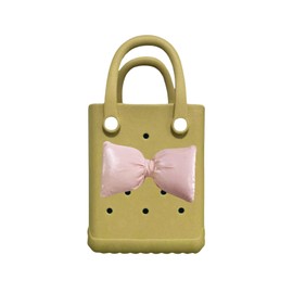 Lopqix Mini Rubber tote bag, Rubber Beach Tote, Lightweight Washable Tote for Beach Pool Travel (Khaki)