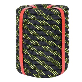 1/2 Inch Climbing Rope 50 Ft Black - 48 Strands Tree Climbing,1/2in Arborist Rope,Rappelling Rope,Static Nylon Polyester Braided Rope,Bull Rope for Tree Pulling,Nautical Rigging Rope Swing