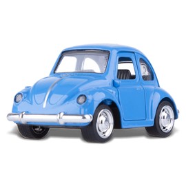 Berry President Die Cast Alloy Beetle Car Model, 1:36 Pullback Toy Vehicle with Opening Doors, Vintage Classic Car Toys for Kids and Adults (Blue)