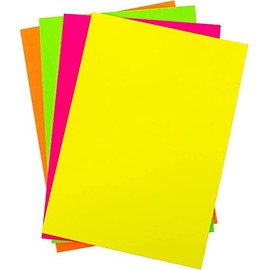 JMS we create smile - 60 x Sheets of A5 Neon Cards Assorted Colours - Fluorescent Thick 200gsm Craft Card Stock
