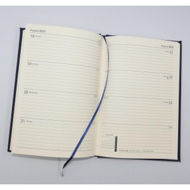 Sixstore Week to View 2025 A5 Diary WTV A5 Planner Hard Cover Bound PU Leather Diaries Blue Ribbon Page Marker