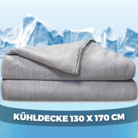 Pasper Cooling Blanket 130 x 170 cm Single Blanket Summer Blanket Self-Cooling Q-max < 0.43 Cuddly Blanket Grey Thin Blanket for People, Children, Babies and Pets