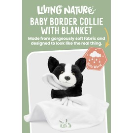 Living Nature Baby Border Collie Stuffed Animal Plush Toy | Includes Blanket | Fluffy and Cuddly Dog | Soft Toy Gift for Newborns And Babies | Naturli Eco-Friendly