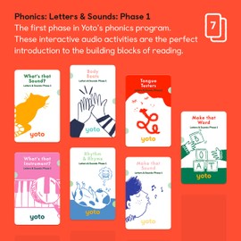 YOTO Phonics: Letters & Sounds: Phase 1 – Kids 7 Audio Cards for Use Player & Mini All-in-1 Audio Player, Educational Screen-Free Listening with Fun Interactive Learning Activities, Ages 3+