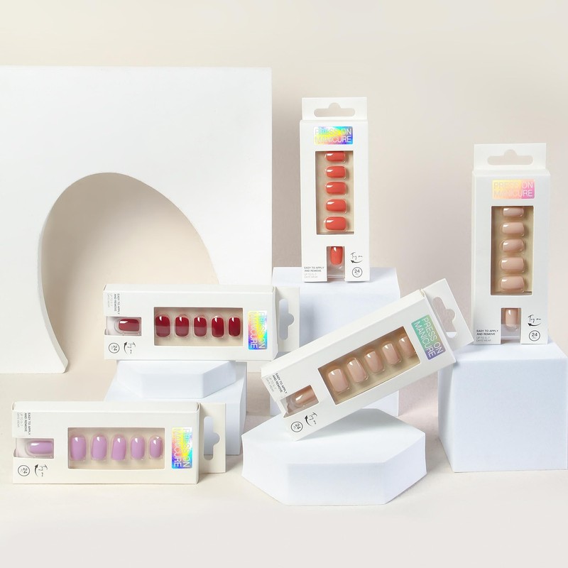 Hamefen Press On Nails, 24 Nails with Adhesive Backing Already