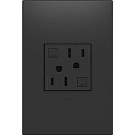 Legrand adorne 15A GFCI Tamper-Resistant Outlet with Matching Wall Plate (Graphite Finish), AGFTR2152G4WP