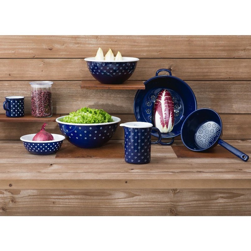 RIESS KELOmat "Enamel" Dirndl Schnabeltopf 1.0 L-Blümchenblau 12 CM