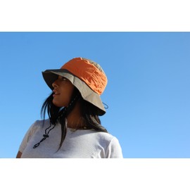 Surf Monkey Boonie Waterproof Hat for Men and Women, One Size, Foldable, Orange / Olive Green