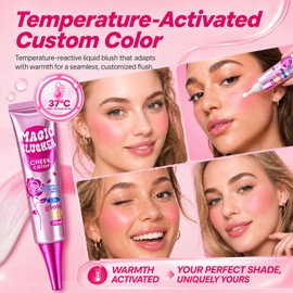 Liquid Blush Wand Temperature-Changing, Liquid Cream Blusher For Radiant, Flushed Cheeks, Cooling Nourishing Color-Adjusting Makeup, Large Capacity 30ml