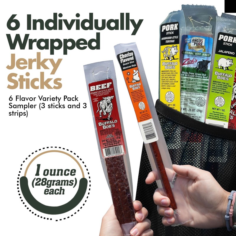 Buffalo Bob's Wild Game Meat Snacks (6 Pack), Beef Jerky