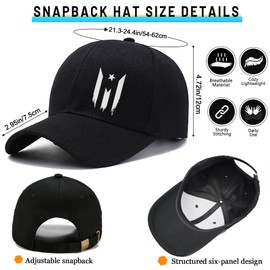 Mens Hat Baseball Hats for Mens Snapback Hats for Men Black Baseball Cap Puerto Rico Flag Hats for Men Women Cotton Fitted Trucker Hats Adjust Hiphop Flat Bill Hat for Men Gifts Fishing Dad Hat