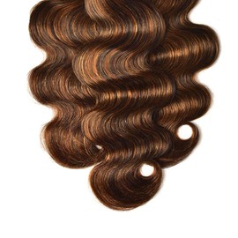 Leruikair Human Hair Bundles 18 20 22 Inch Body Wave Bundles Human Hair Highlight Brown Chocolate P4/30 Unprocessed Brazilian Soft Quick Weave Hair for Black Women