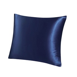 PiccoCasa Silk Pillowcase 19 Momme Silk Pillowcase with Zip Cushion Cover with Gift Box Hair and Skin Care Breathable Navy Blue 40 x 40 cm