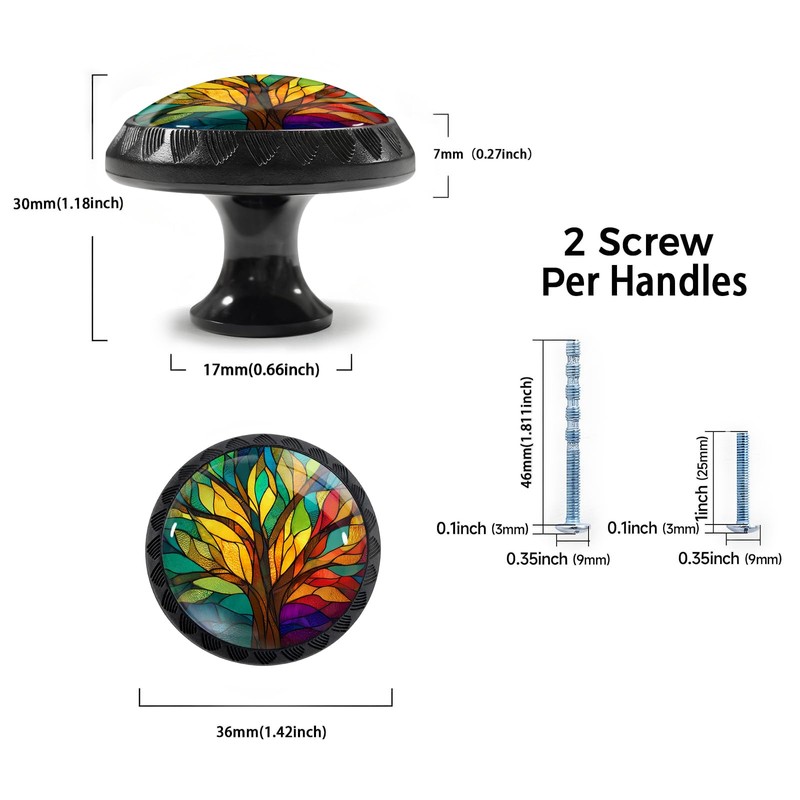 Artinhand 12 Pack Stained Glass Tree of Life Cabinet Knobs